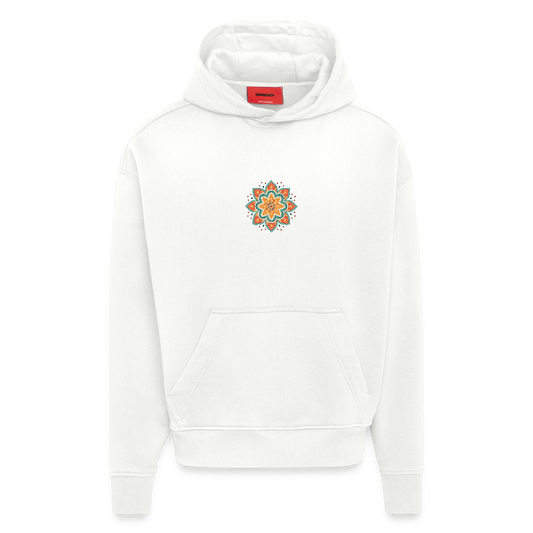 Heavyweight Oversized Organic Hoodie Made in EU mit Mandala Vibes Print - OFF WHITE