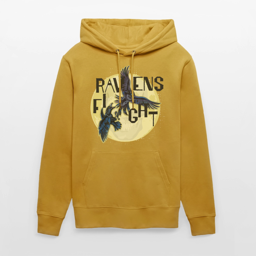 Unisex Hoodie mit RAVENS FIGHT PRINT - Ocker
