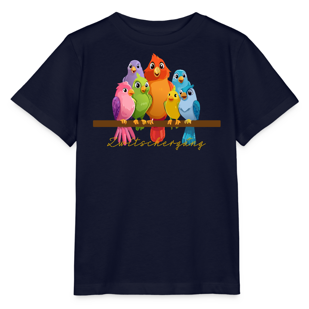 Kinder T-Shirt MINI mit Zwitschergäng Print - Navy