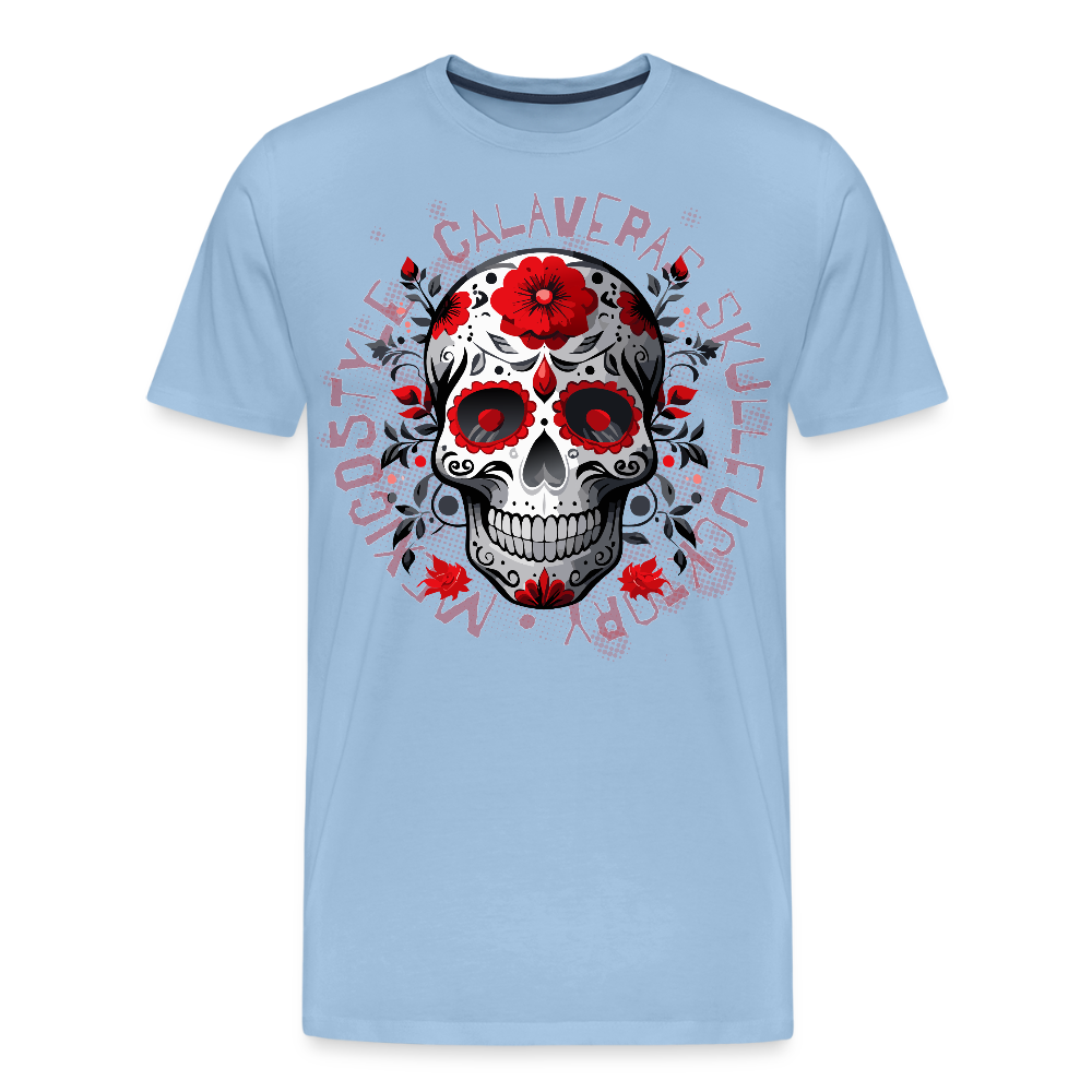 Männer Premium T-Shirt mit CALAVERAS SKULL PRINT - Sky