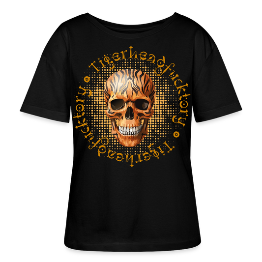 Frauen T-Shirt mit TIGERHEAD SKULL PRINT - Schwarz