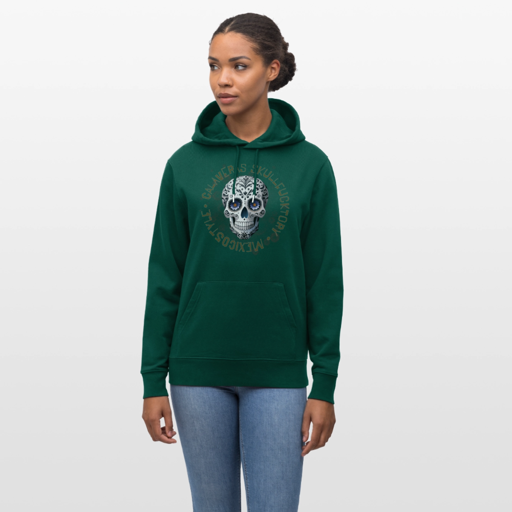 Unisex Hoodie mit CALAVERAS SKULL PRINT Vorderseite - Forest