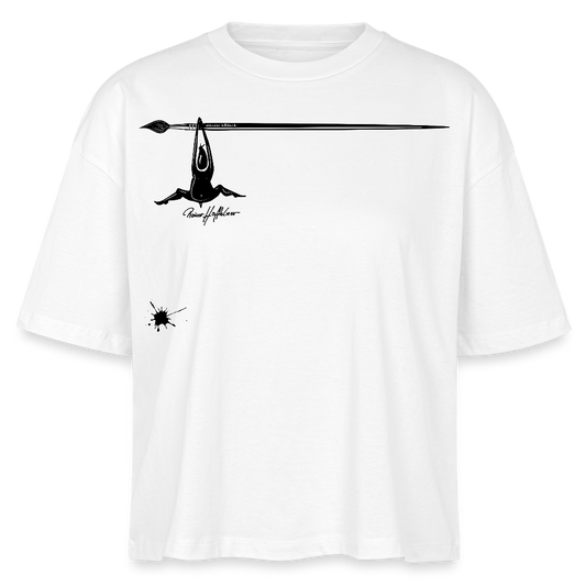 Frauen Boxy Bio-T-Shirt mit MÄNNLE PRINT - Weiß