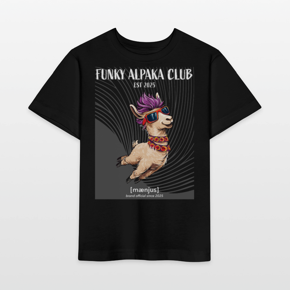 MNJS KIDS Bio T-Shirt mit FUNKY ALPAKA CLUB PRINT - Schwarz