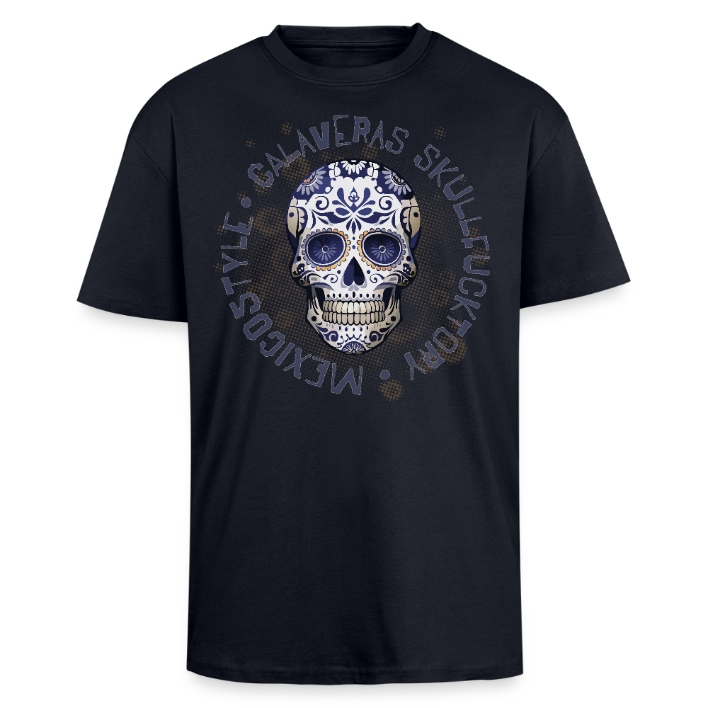 Heavy Oversize T-Shirt mit CALAVERAS SKULL PRINT - French Navy