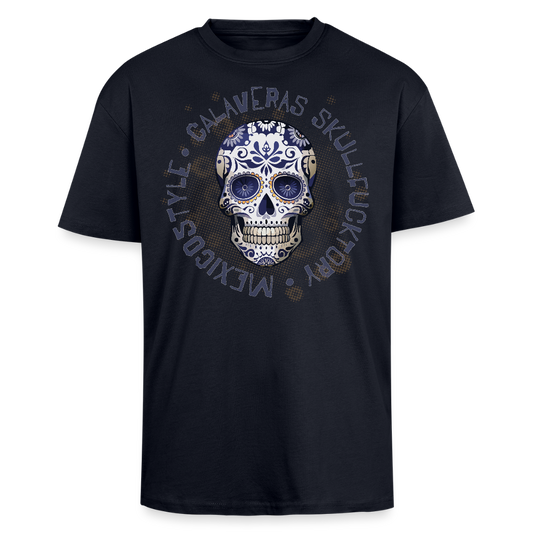Heavy Oversize T-Shirt mit CALAVERAS SKULL PRINT - French Navy