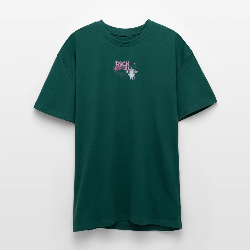 Heavy Oversize T-Shirt mit ROCK YOUR LIFE PRINT - hunter Green
