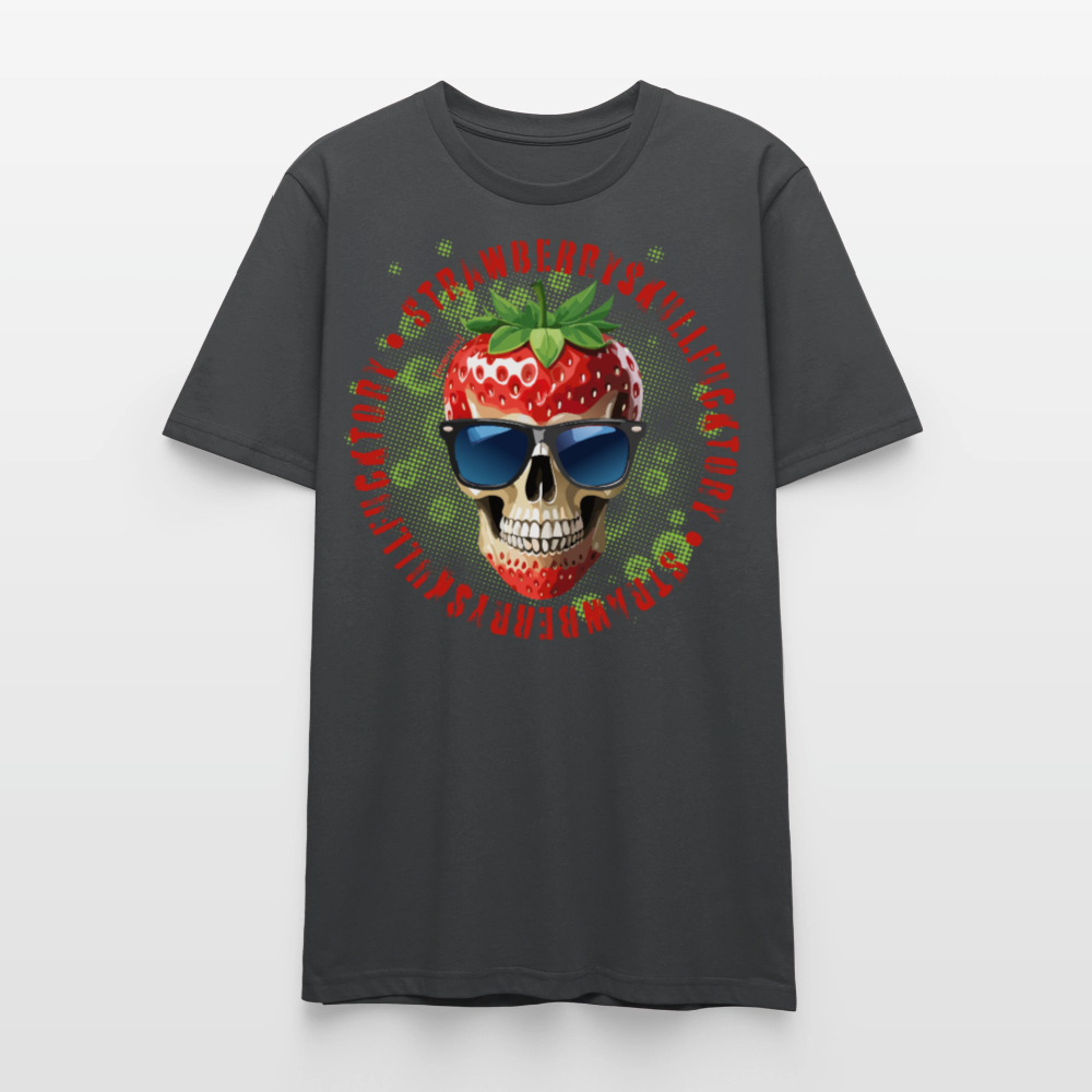 Unisex T-Shirt mit STRAWBERRY SKULL PRINT Vorderseite - Anthrazit