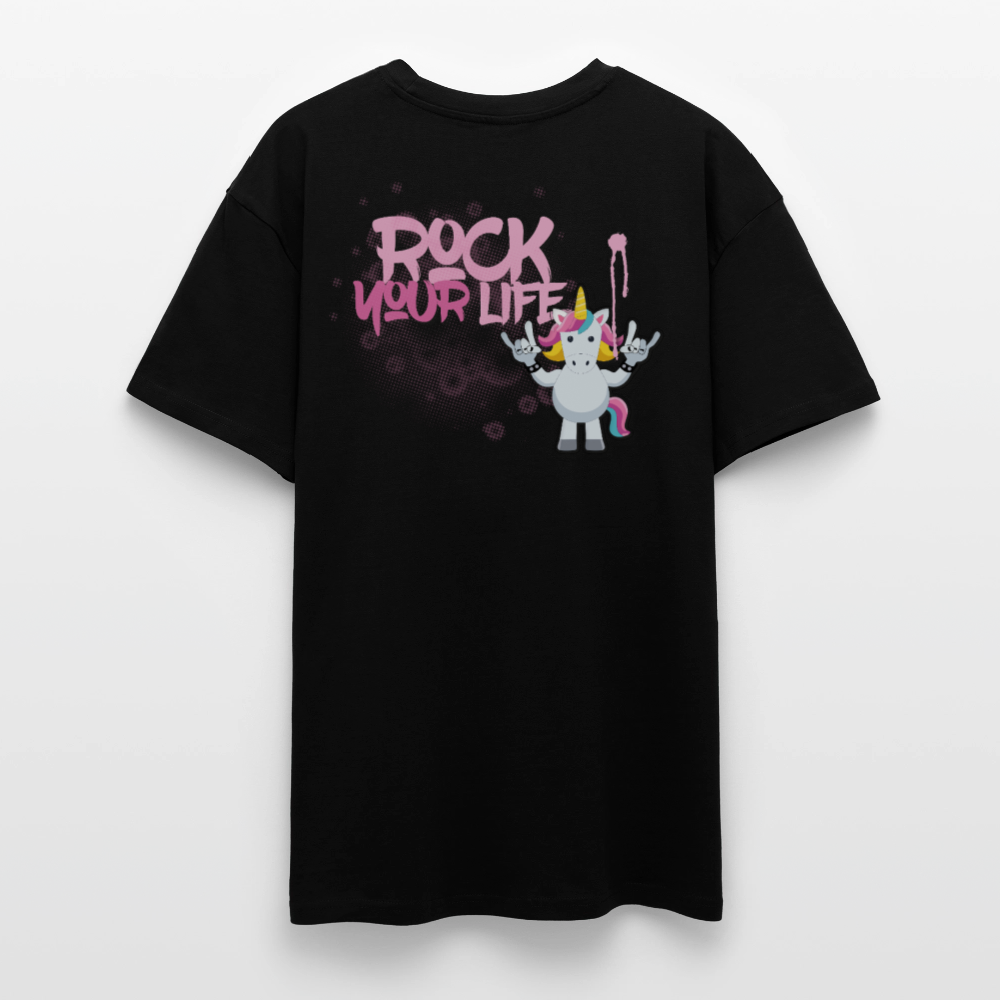 Heavy Oversize T-Shirt mit ROCK YOUR LIFE PRINT - Schwarz