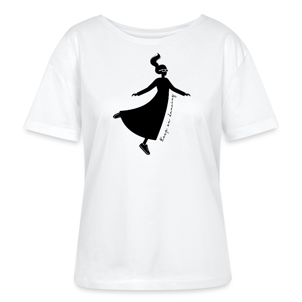 Frauen T-Shirt mit KEEP ON DANCING PRINT - Weiß