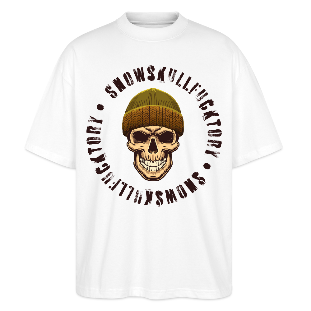 Oversized Unisex T-Shirt mit SNOWSKULL PRINT - Weiß