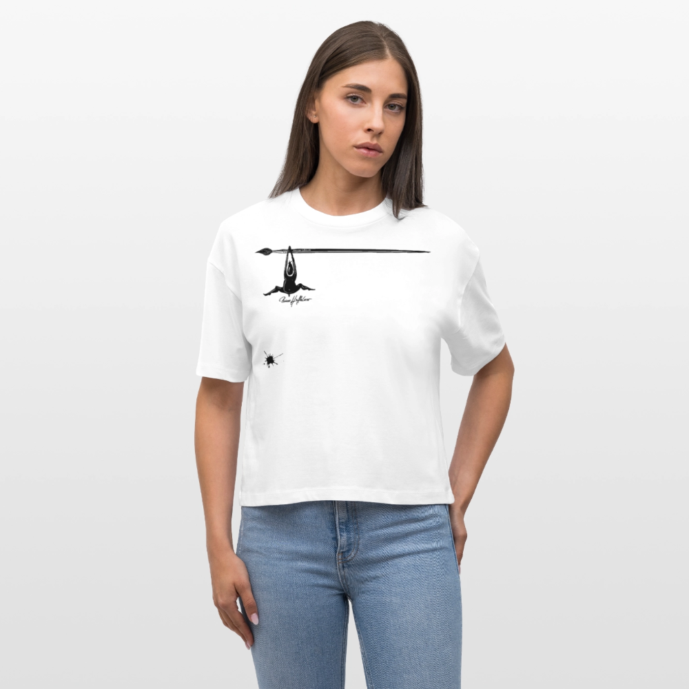Frauen Boxy Bio-T-Shirt mit MÄNNLE PRINT - Weiß