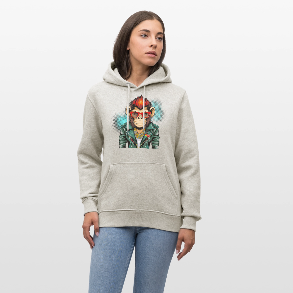 Unisex Hoodie mit MONKEY PRINT - Beige meliert