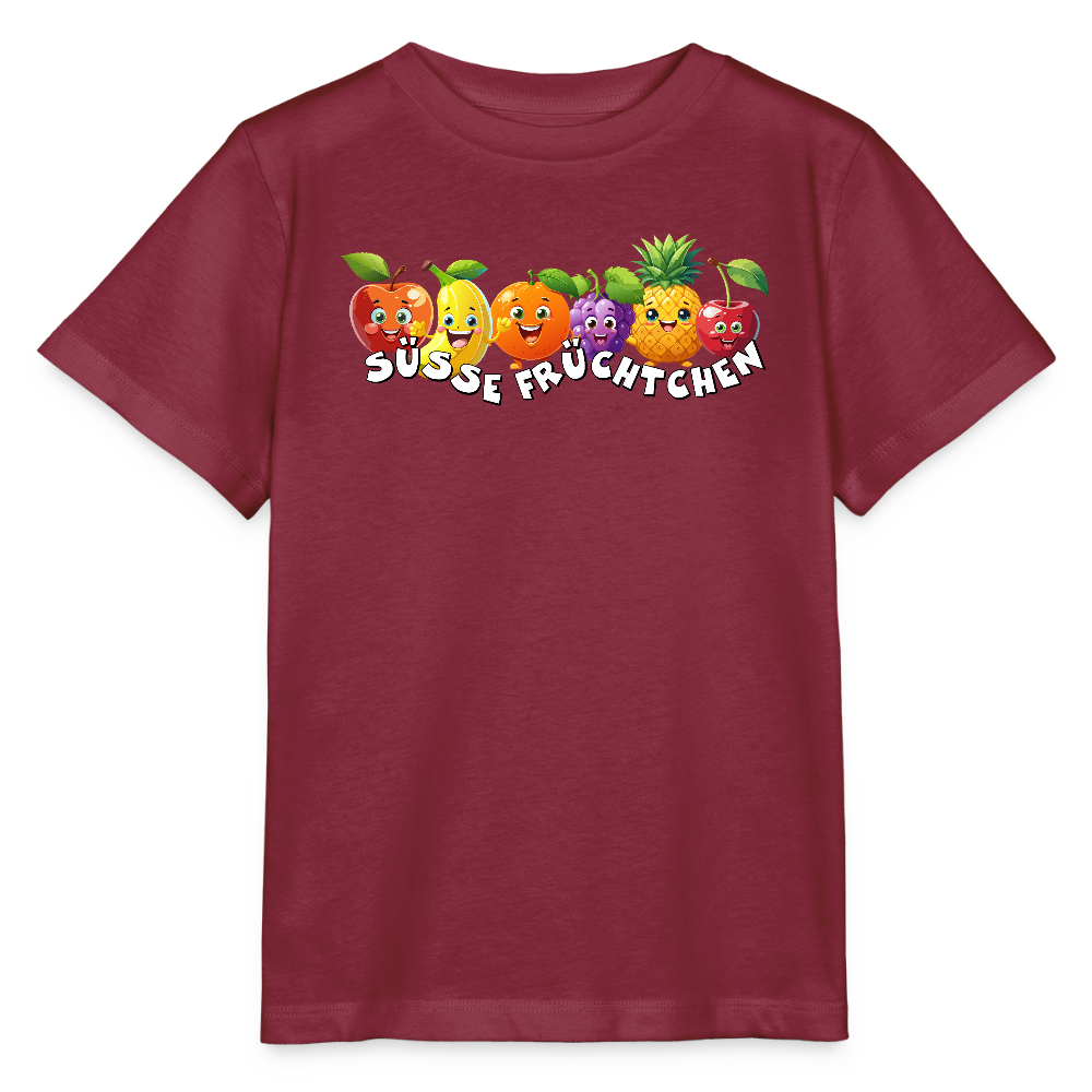 Kinder T-Shirt mit SÜSSE FRÜCHTCHEN PRINT - Burgunderrot