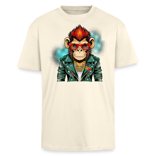 Heavy Oversize T-Shirt mit MONKEY PRINT - Creme