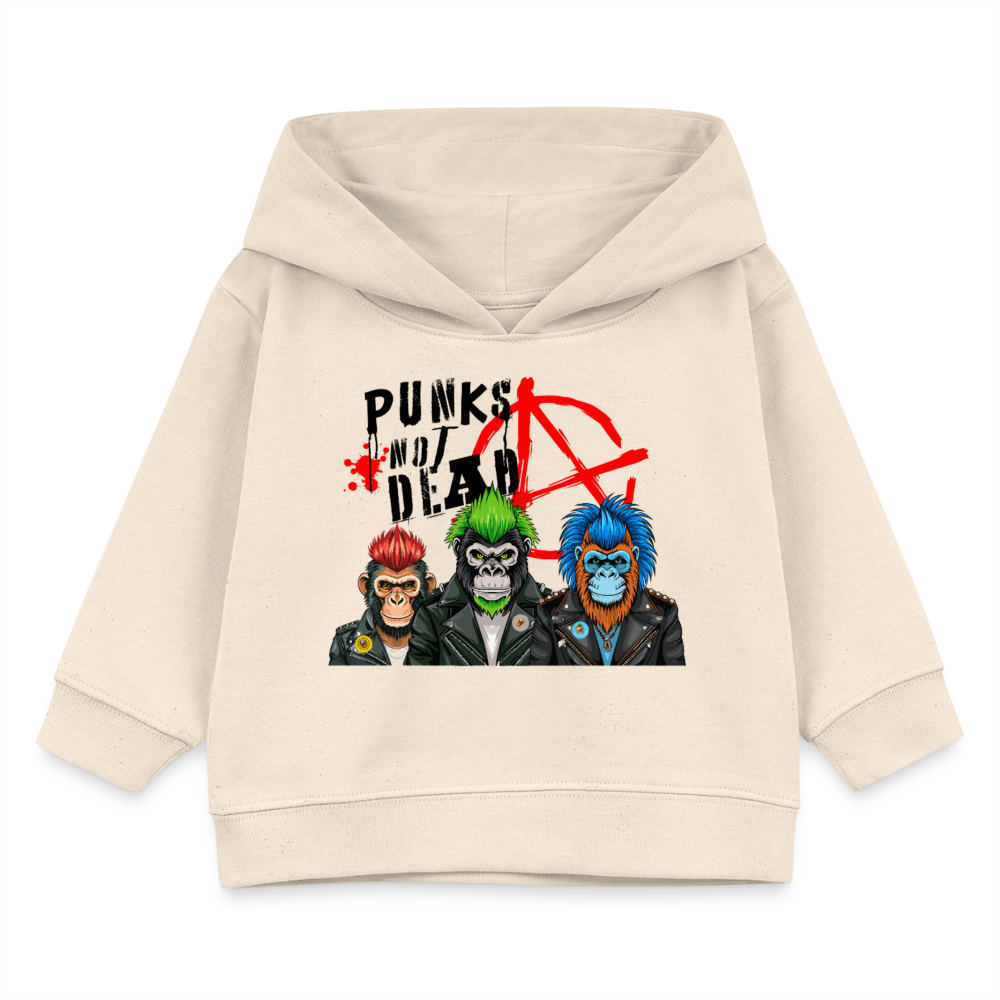MNJS KIDS Bio Hoodie mit PUNKS NOT DEAD PRINT - Weißgrau