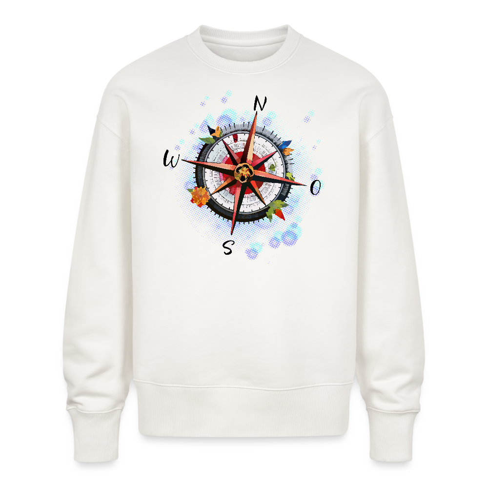 Unisex Oversize Pullover mit WINDROSE PRINT - OFF WHITE