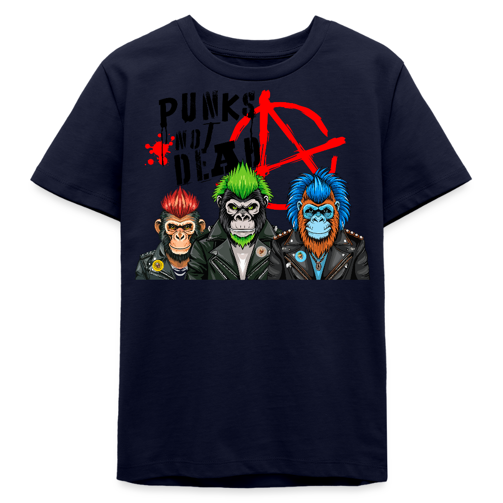 MNJS TEENS Bio T-Shirt mit PUNKS NOT DEAD PRINT - Navy