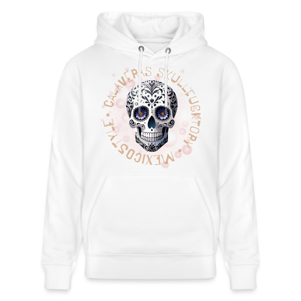 Unisex Hoodie mit CALAVERAS SKULL PRINT Vorderseite - Weiß