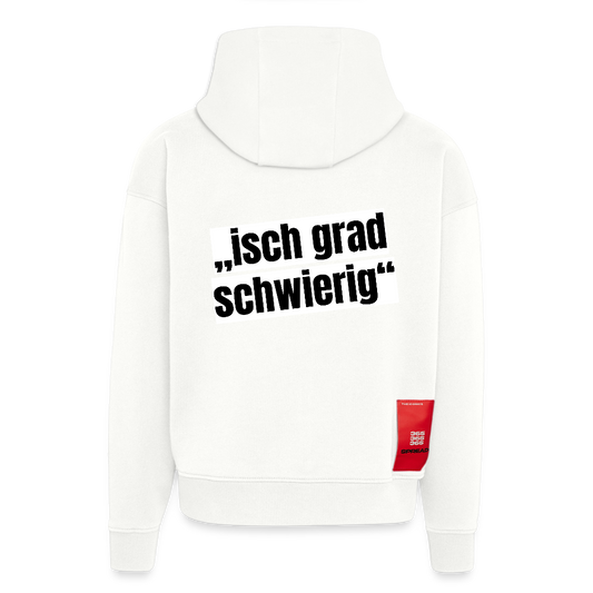 Heavyweight Oversized Organic Hoodie mit ISCH GRAD SCHWIERIG PRINT - OFF WHITE