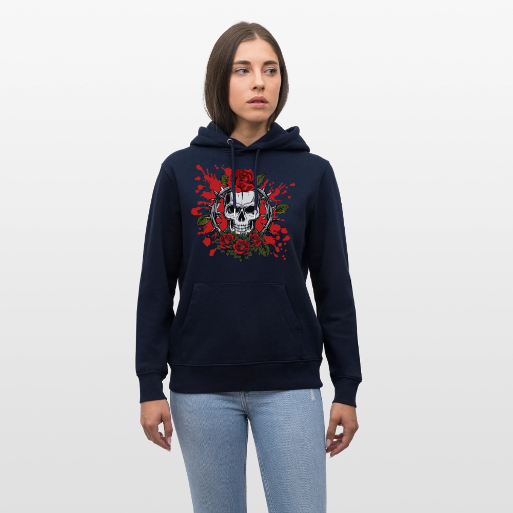 Unisex Hoodie mit ROSENSKULL PRINT - Navy