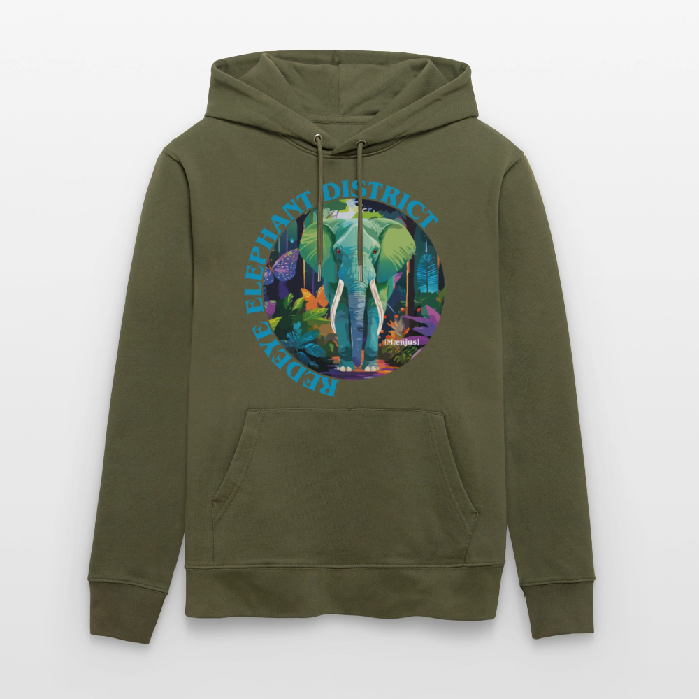 Unisex Bio-Hoodie mit REDEYE ELEPHANT DISTRICT PRINT - Khaki Grün