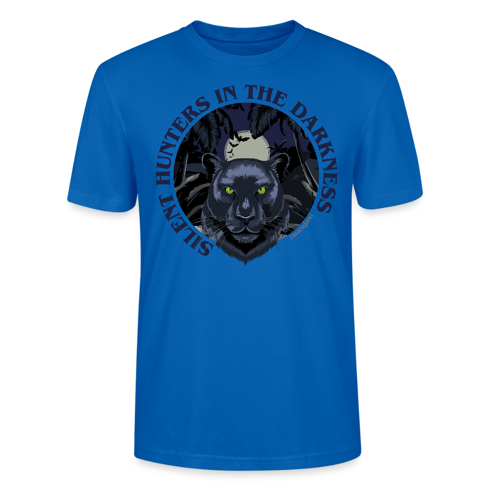 Unisex T-Shirt mit SILENT HUNTERS IN THE DARKNESS PRINT Vorderseite - Pfauenblau