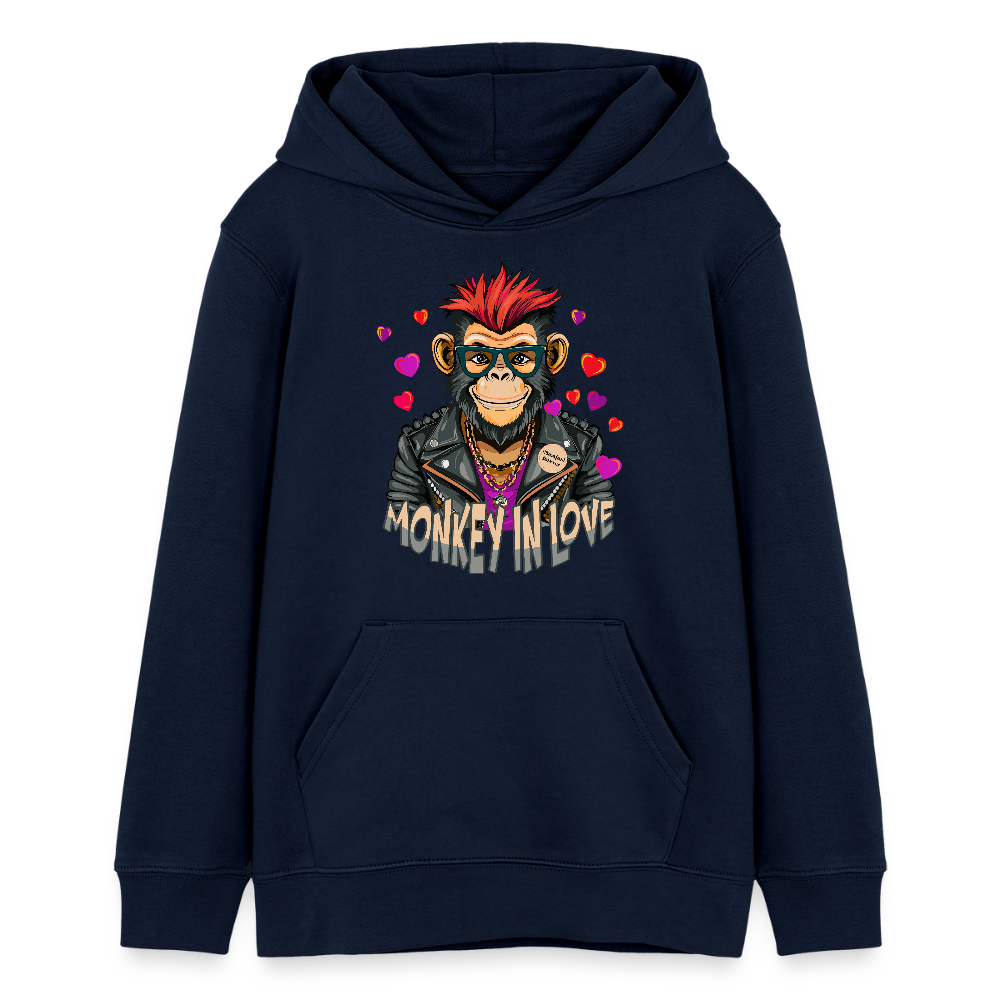 MNJS TEENS Bio-Hoodie mit MONKEY IN LOVE PRINT - Navy