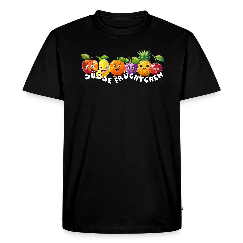 Männer Premium T-Shirt mit SÜSSE FRÜCHTCHEN PRINT - Schwarz