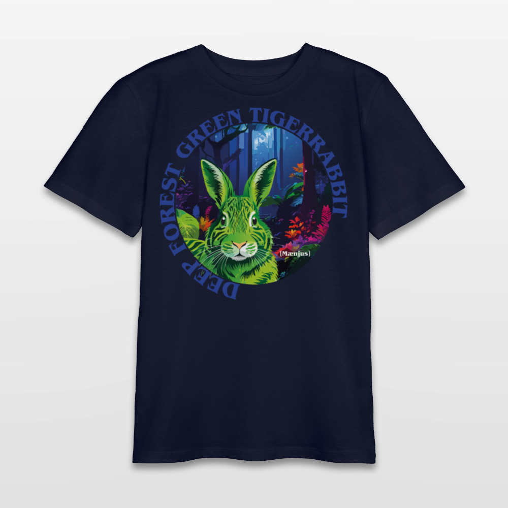 MNJS TEENS Bio T-Shirt mit DEEP FOREST GREEN TIGERRABBIT PRINT - Navy