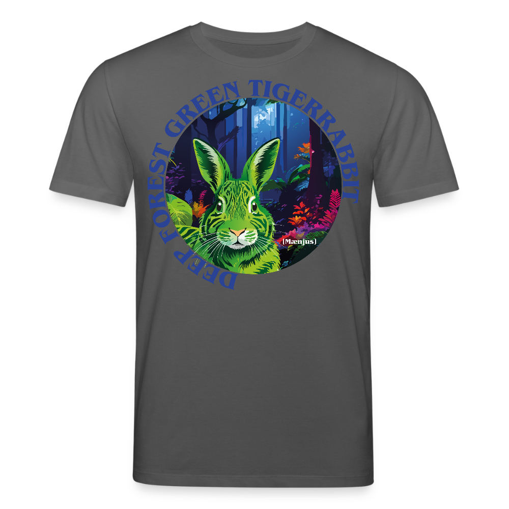 Unisex Bio-T-Shirt mit DEEP FOREST GREEN TIGERRABBIT PRINT Vorderseite - Anthrazit