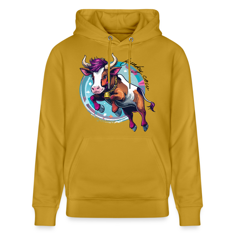 Unisex Hoodie mit FUNKY COW PRINT - Ocker
