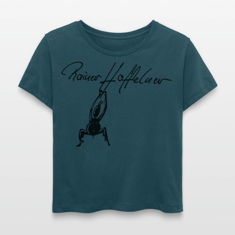 Frauen T-Shirt mit TUSCHEMÄNNCHEN PRINT - Dunkles Petrol