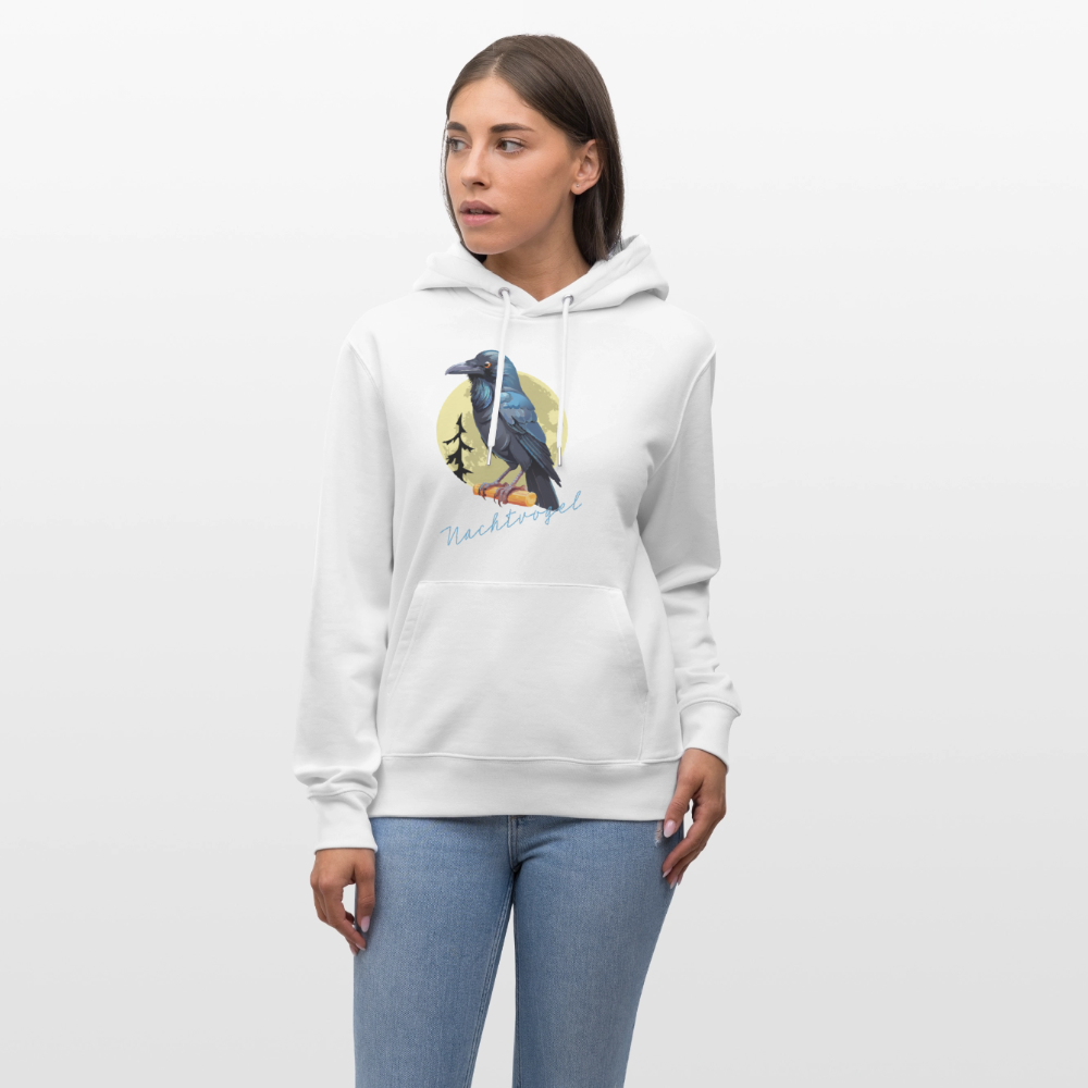 Unisex Hoodie mit NACHTVOGEL PRINT - Weiß