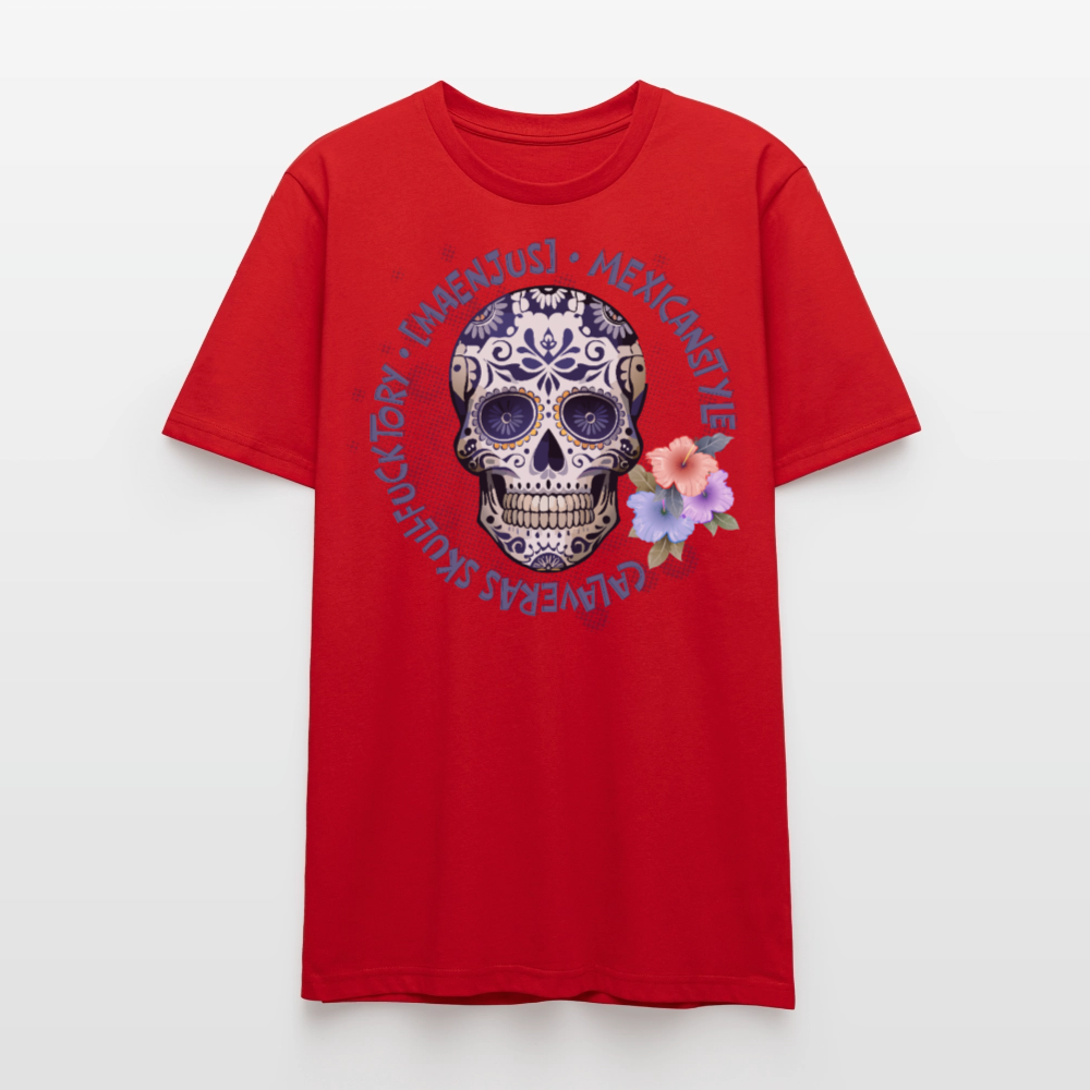 Unisex T-Shirt mit MAENJUS MEXICANSTYLE PRINT Vorderseite - Rot