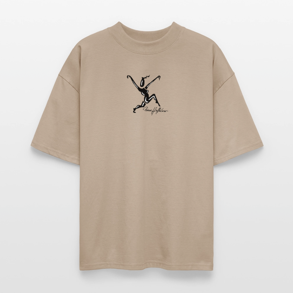 Oversized Unisex Bio T-Shirt mit TUSCHEWEIBCHEN PRINT - Steingrau