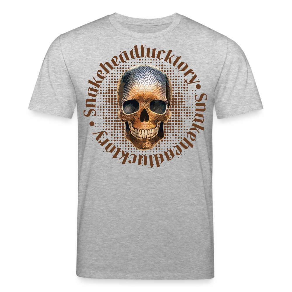 Unisex Bio-T-Shirt mit SNAKEHEAD SKULL PRINT Vorderseite - Grau meliert