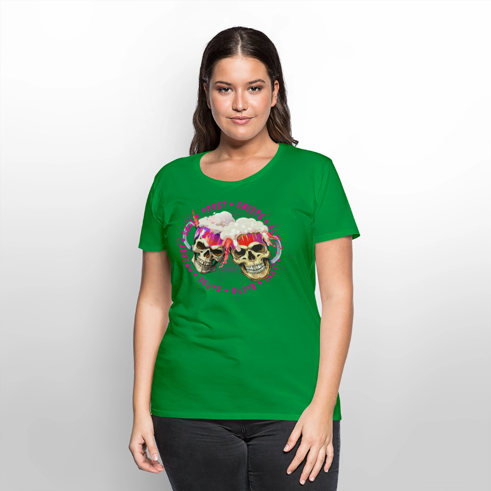 Frauen Premium T-Shirt mit OKTOBERFEST SKULL GIRL PRINT - Grün