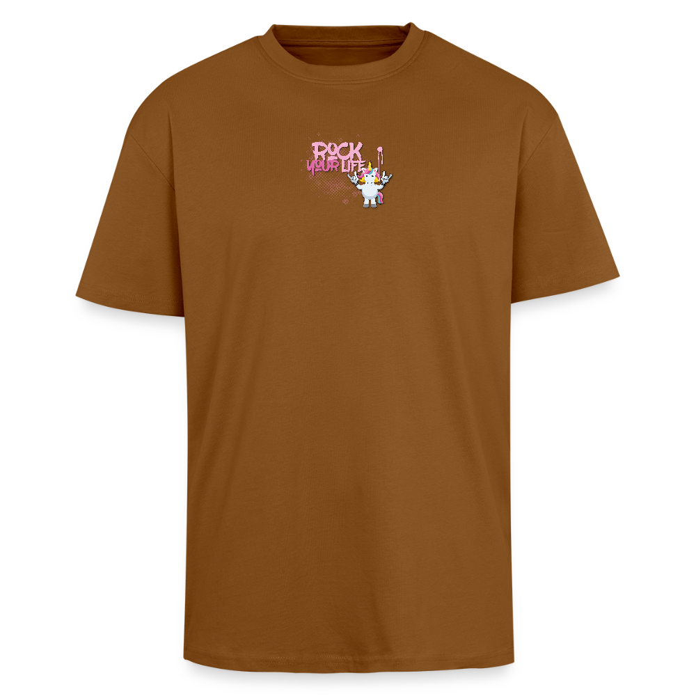 Heavy Oversize T-Shirt mit ROCK YOUR LIFE PRINT - Toffee