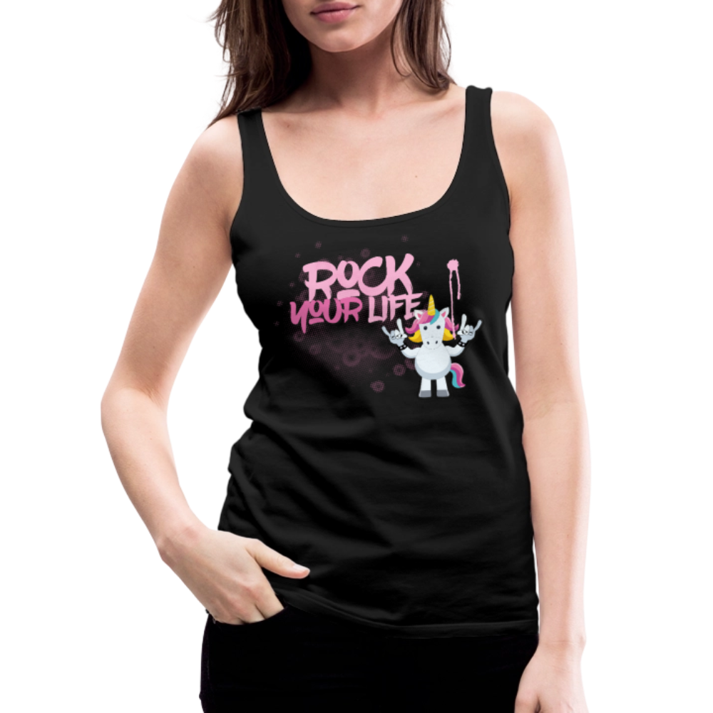 Frauen Premium Tank Top mit ROCK YOUR LIFE PRINT - Schwarz
