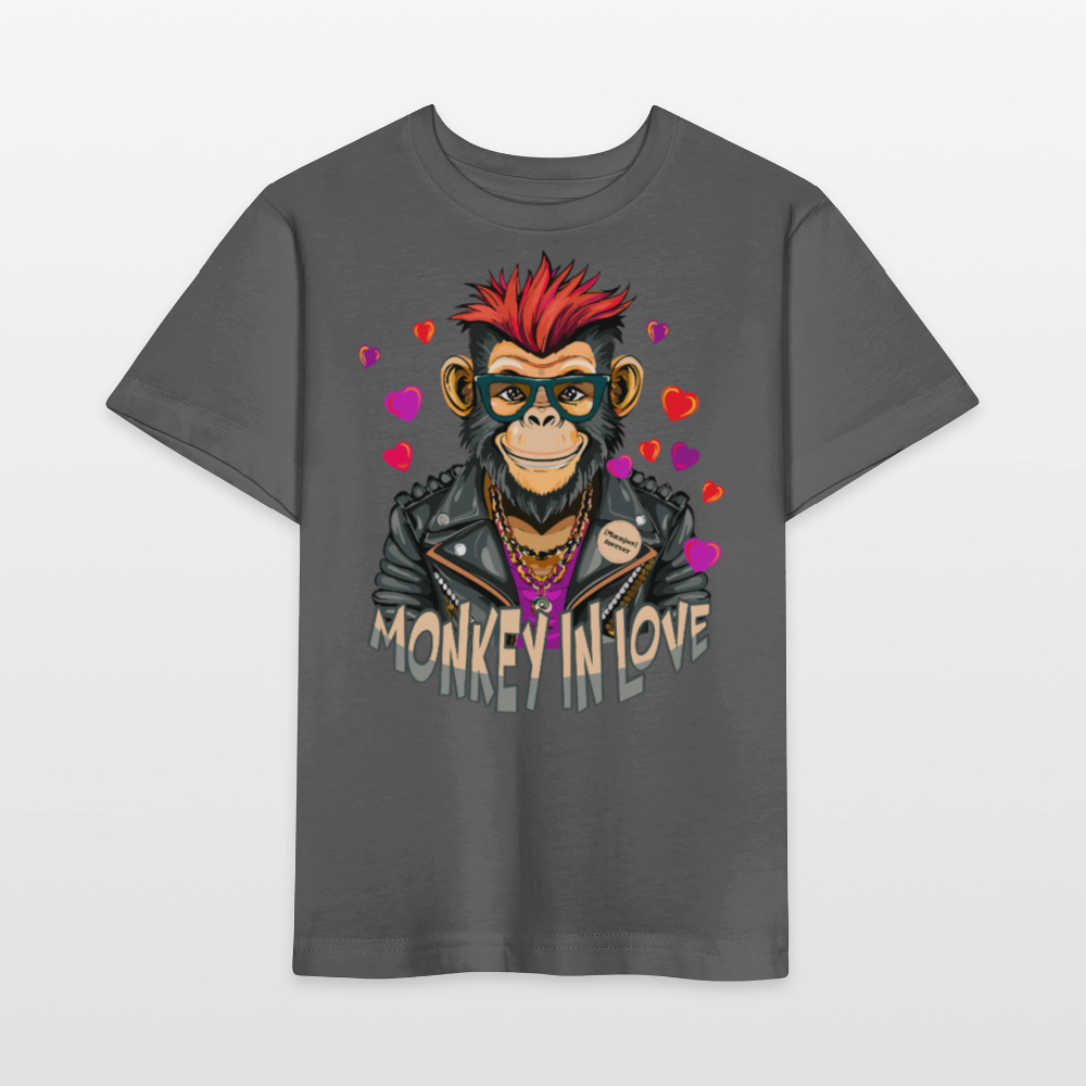 MNJS KIDS T-Shirt mit MONKEY IN LOVE PRINT - Anthrazit