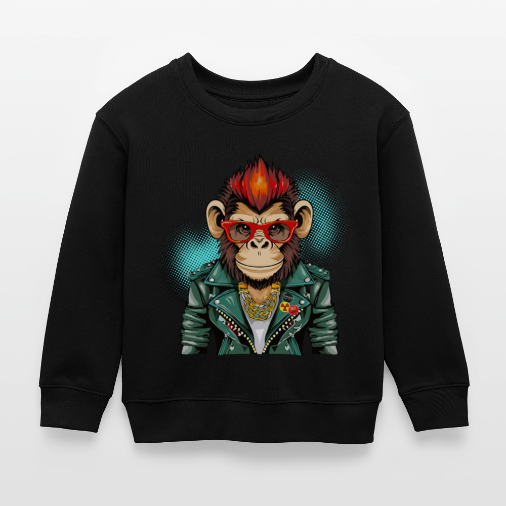 MNJS KIDS Mini Changer Bio Sweatshirt mit MONKEY PRINT - Schwarz