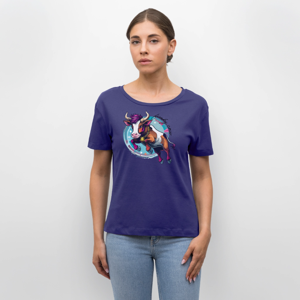 Frauen T-Shirt mit FUNKY COW PRINT - Dämmerung