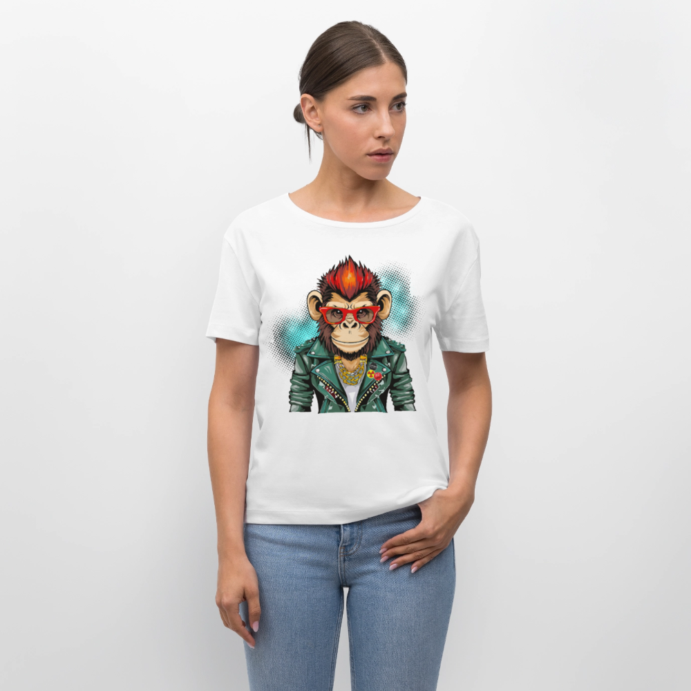 Frauen T-Shirt mit MONKEYPRINT - Weiß