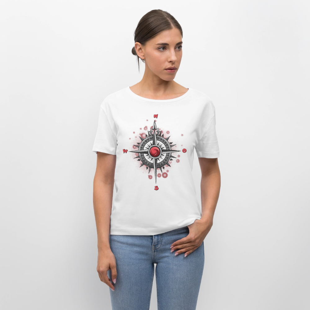 Frauen T-Shirt mit WINDROSE PRINT - Weiß