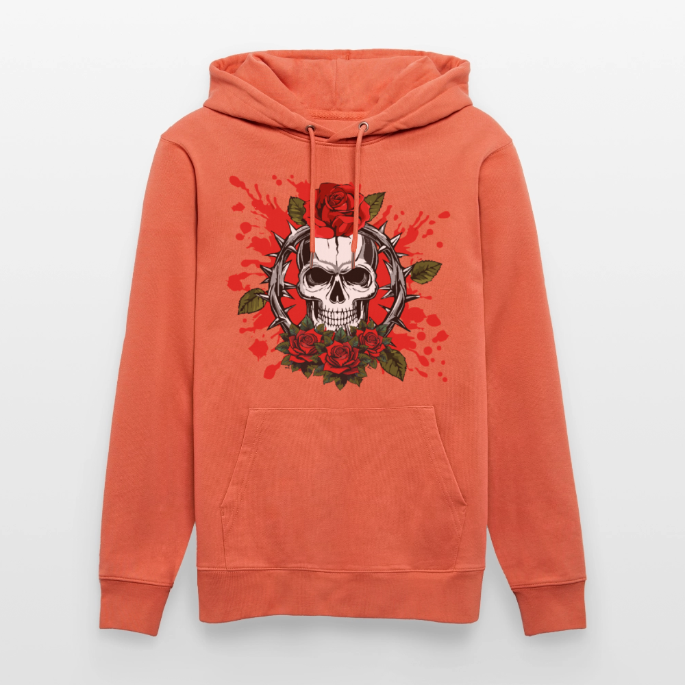 Unisex Hoodie mit ROSENSKULL PRINT - Hellrot