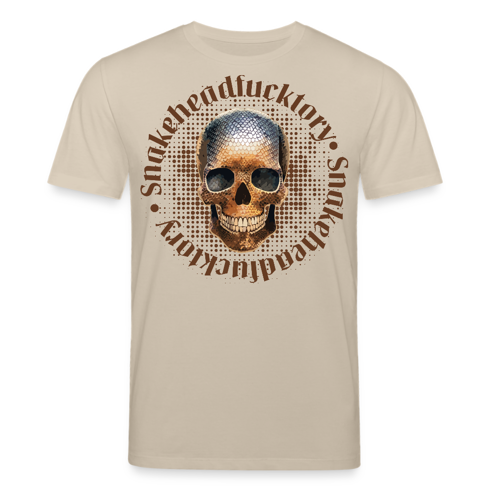 Unisex Bio-T-Shirt mit SNAKEHEAD SKULL PRINT Vorderseite - Beige