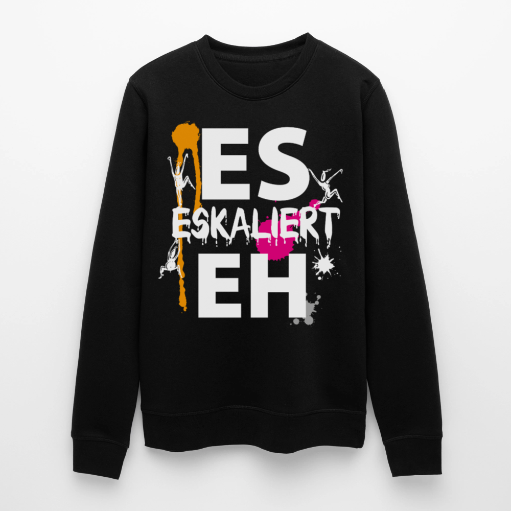 Unisex Bio-Sweatshirt mit ES ESKALIERT EH PRINT - Schwarz