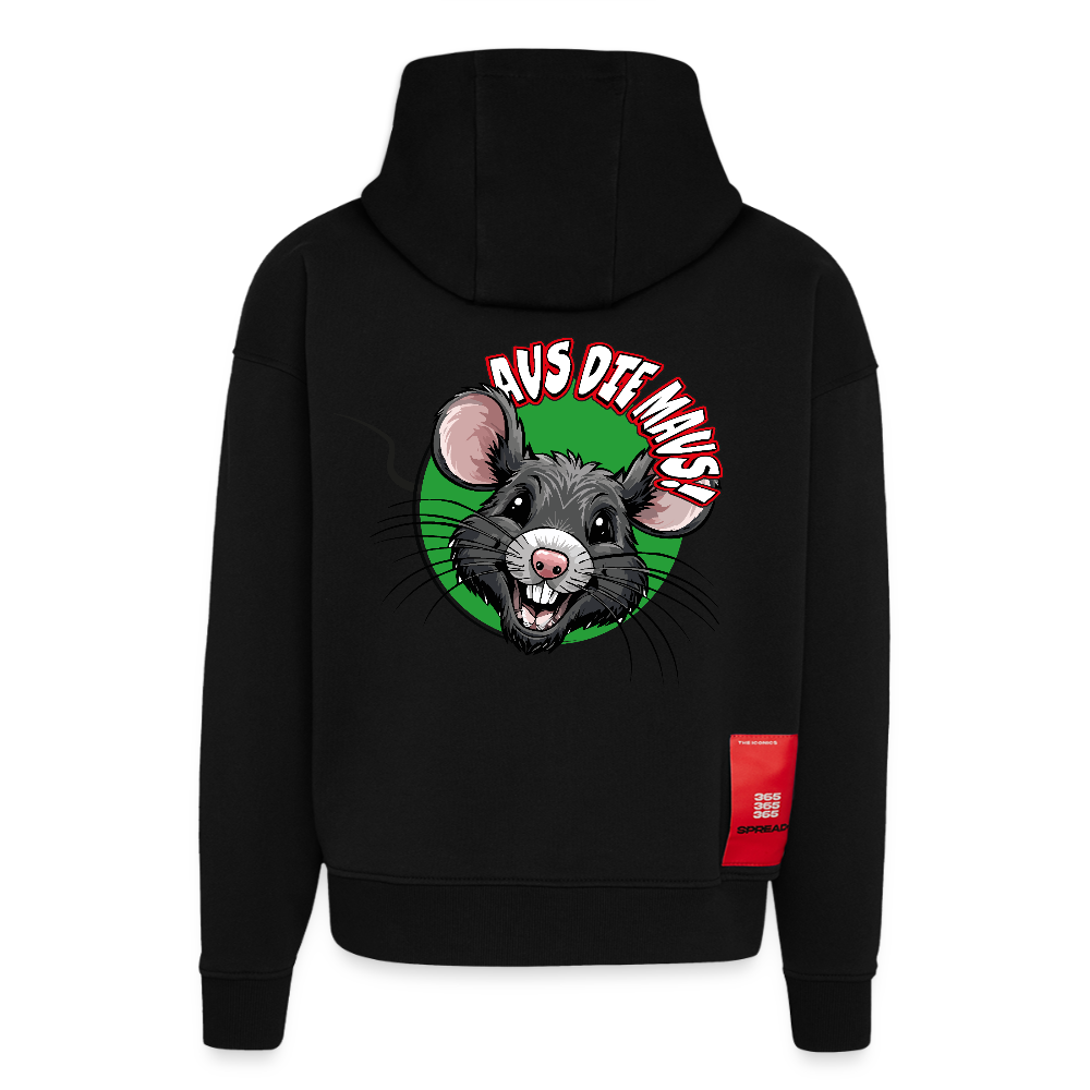 Heavyweight Oversized Organic Hoodie mit AUS DIE MAUS PRINT - SOLID BLACK