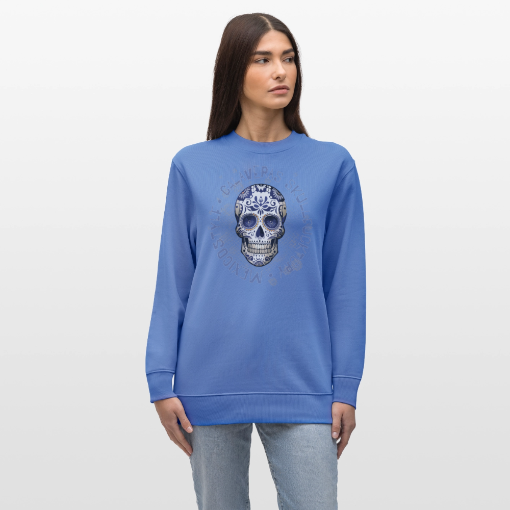 Unisex Bio-Sweatshirt mit CALAVERAS SKULL PRINT - Blau